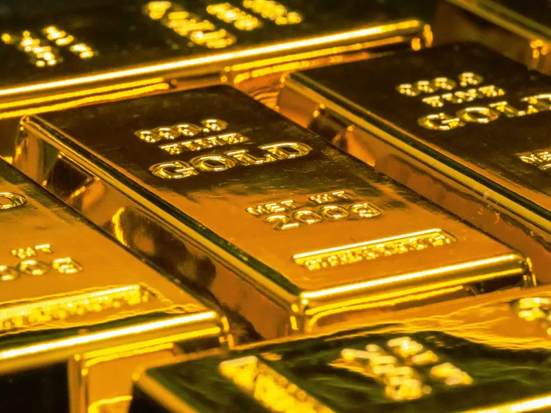 Stacked gold bars.