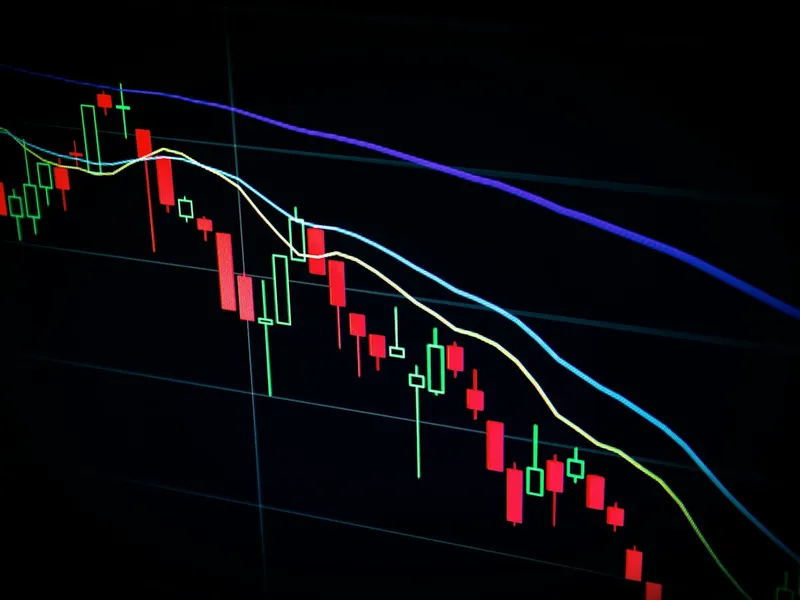 A candlestick chart on a trading screen.